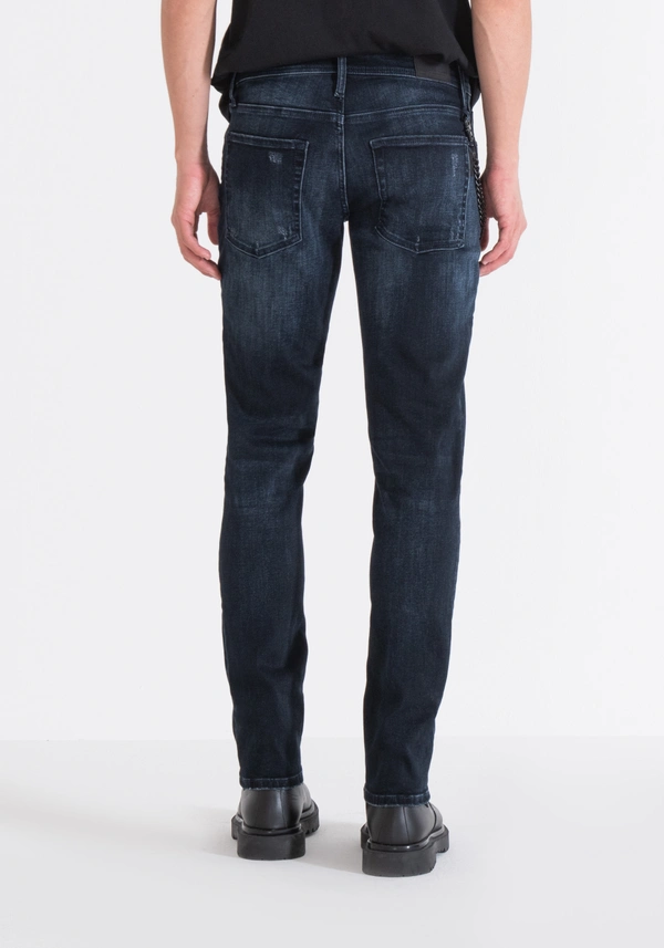 TAPERED FIT "IGGY" JEANS IN BLUE DENIM WITH RIPS - Antony Morato Online Shop