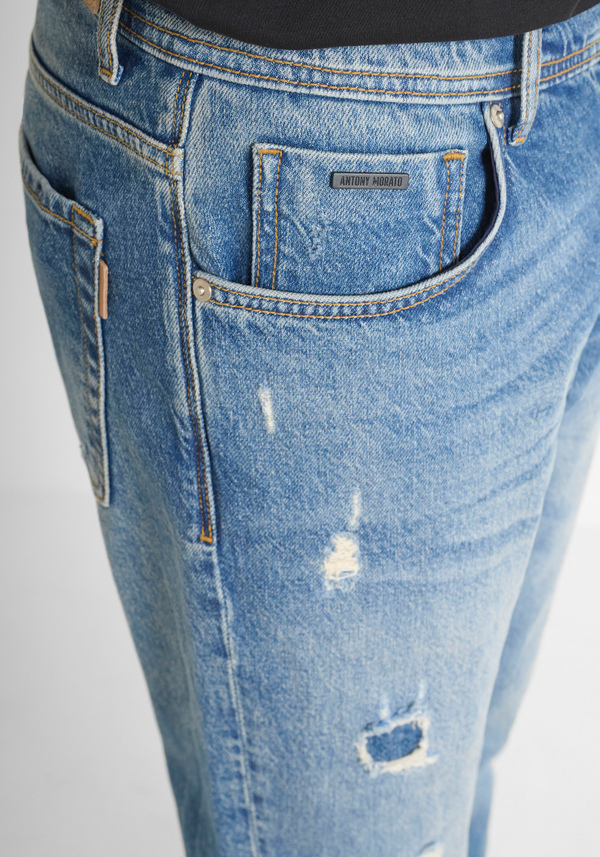JEANS "ARGON" SLIM FIT ANKLE LENGHT IN DENIM EFFETTO SFUMATO - Antony Morato Online Shop