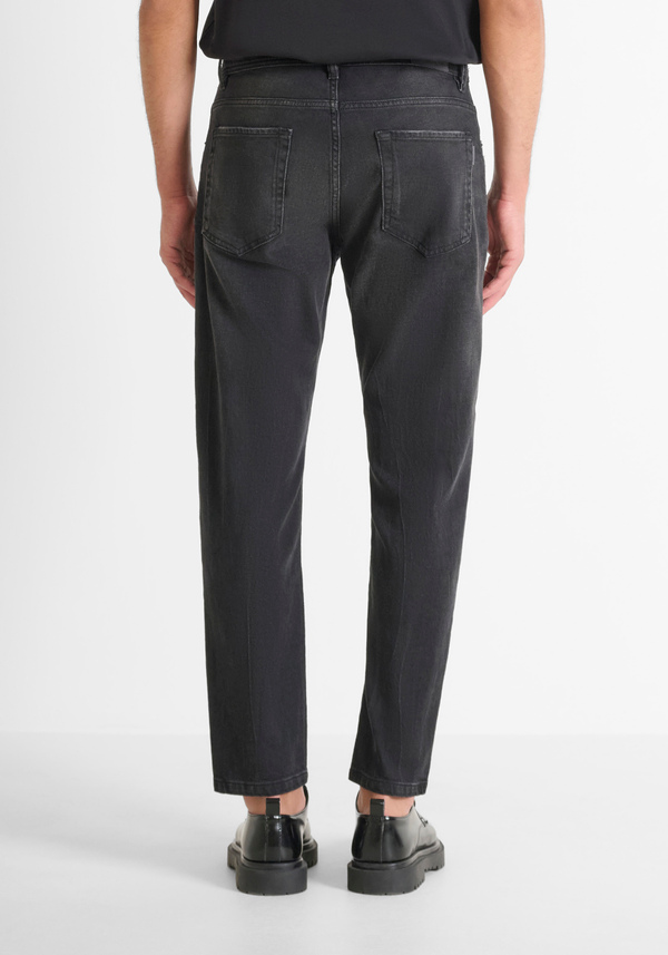 JEANS SLIM FIT "ARGON" LUNGHEZZA ALLA CAVIGLIA IN DENIM NERO CON STRAPPI - Antony Morato Online Shop