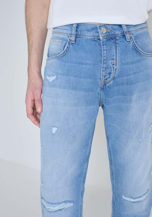 VAQUEROS SLIM STRAIGHT FIT «CLEVE» EN TEJIDO VAQUERO AZUL EFECTO LAVADO - Antony Morato Online Shop