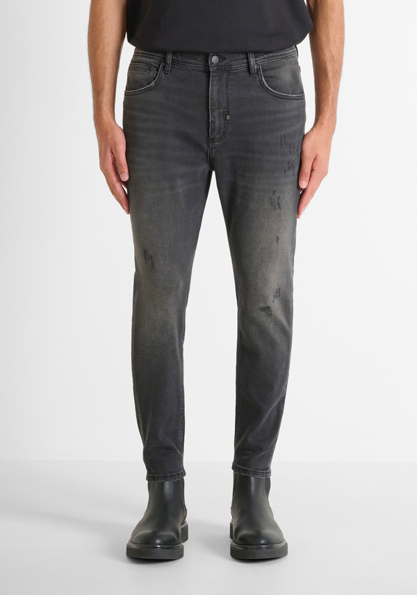 CROPPED FIT "KARL" SKINNY JEANS IN BLACK DENIM WITH FADED WASH - Antony Morato Online Shop
