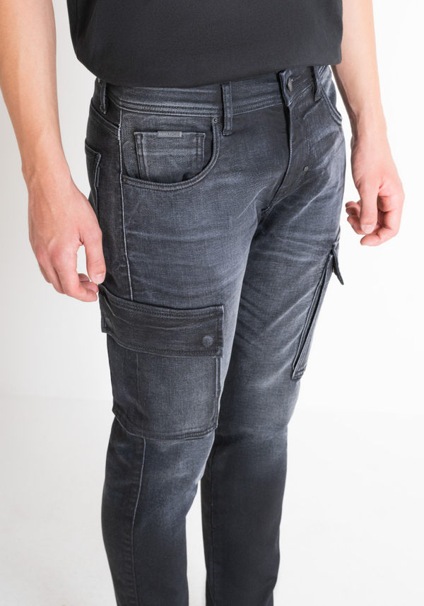 JEANS TAPERED FIT "ARNOLD" IN DENIM STRETCH CON LAVAGGIO SCURO E TASCONI LATERALI - Antony Morato Online Shop