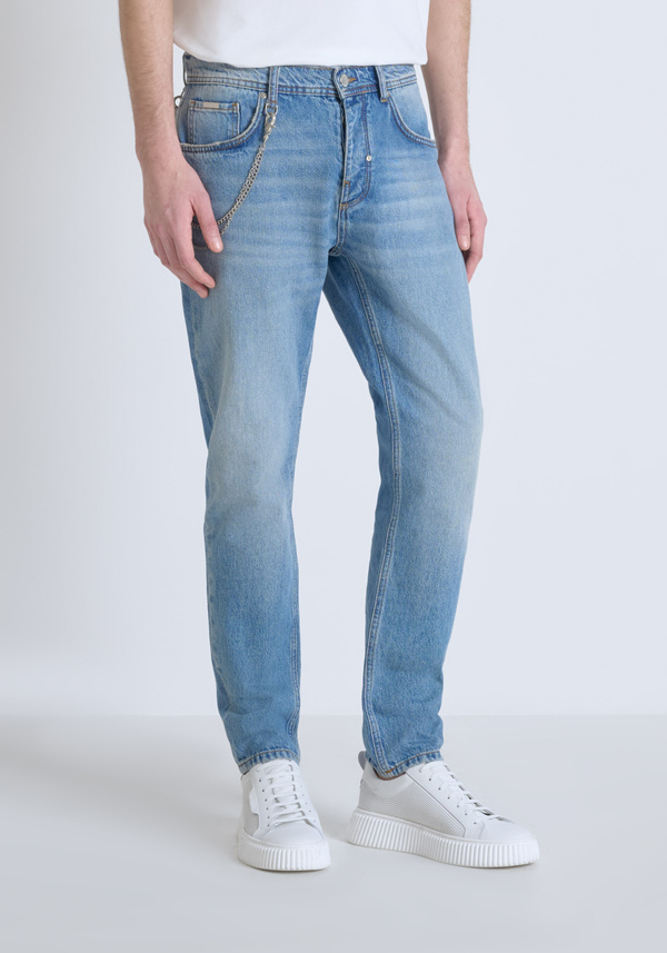 "JIMI" SLIM CROPPED FIT DENIM JEANS WITH CHAIN - Antony Morato Online Shop