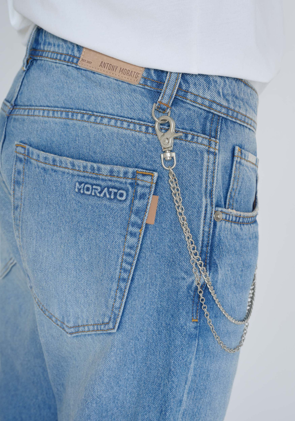 "JIMI" SLIM CROPPED FIT DENIM JEANS WITH CHAIN - Antony Morato Online Shop