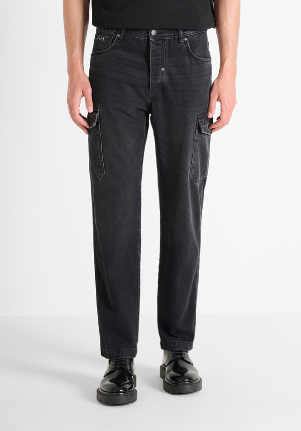 REGULAR FIT "KOOPER" JEANS WITH RELAXED LEG IN BLACK DENIM - Antony Morato Online Shop