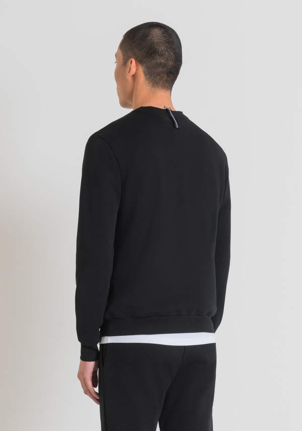 SWEAT-SHIRT SLIM FIT À COL ROND EN COTON MÉLANGÉ AVEC PLAQUETTE LOGOTYPÉE - Antony Morato Online Shop