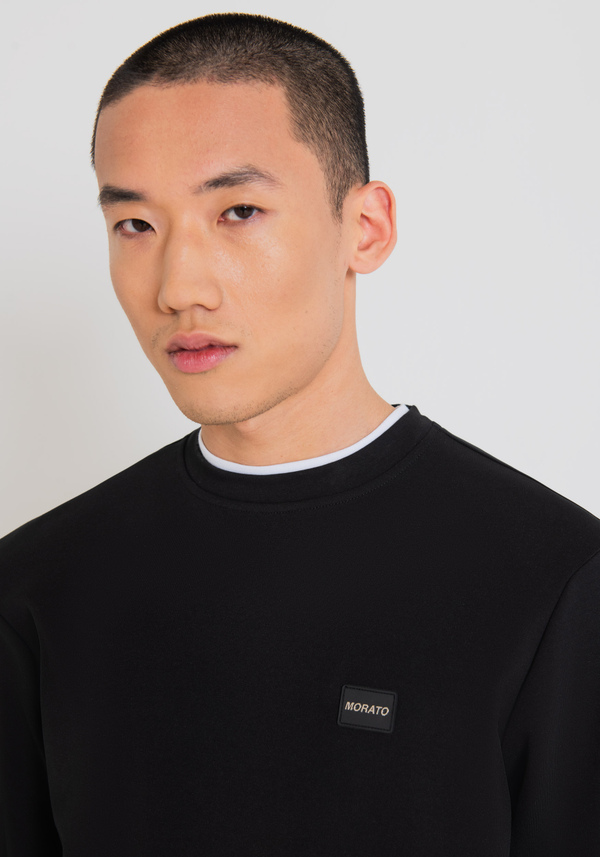 SWEAT-SHIRT SLIM FIT À COL ROND EN COTON MÉLANGÉ AVEC PLAQUETTE LOGOTYPÉE - Antony Morato Online Shop