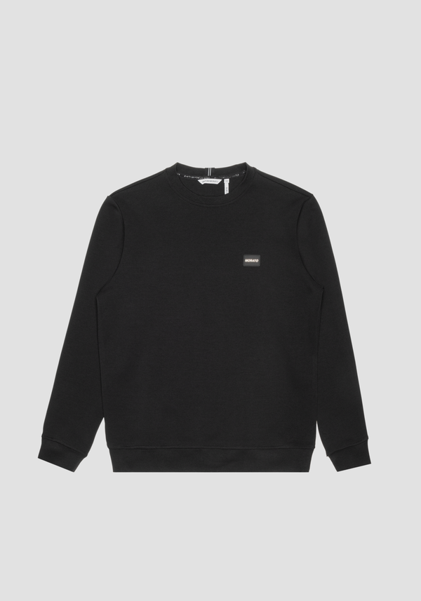 SWEAT-SHIRT SLIM FIT À COL ROND EN COTON MÉLANGÉ AVEC PLAQUETTE LOGOTYPÉE - Antony Morato Online Shop