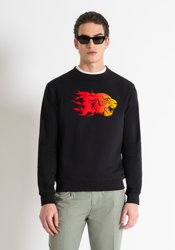 REGULAR FIT SWEATSHIRT IN COTTON BLEND WITH SUSTAINABLE POLYESTER WITH FLOCK PRINT - Antony Morato Online Shop