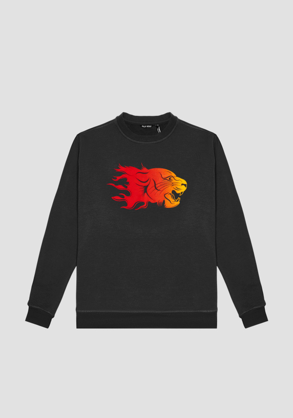 REGULAR FIT SWEATSHIRT IN COTTON BLEND WITH SUSTAINABLE POLYESTER WITH FLOCK PRINT - Antony Morato Online Shop