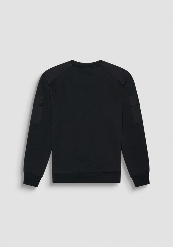 REGULAR FIT SWEATSHIRT IN BLACK COTTON BLEND WITH SLEEVE POCKETS - Antony Morato Online Shop