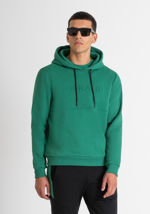RELAXED FIT HOODIE IN GREEN COTTON BLEND SUSTAINABLE FABRIC - Antony Morato Online Shop
