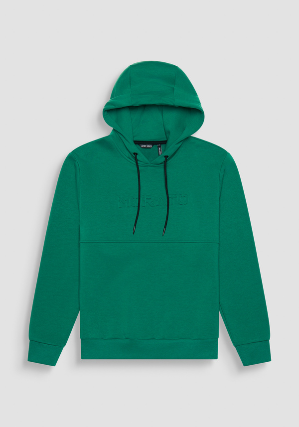 RELAXED FIT HOODIE IN GREEN COTTON BLEND SUSTAINABLE FABRIC - Antony Morato Online Shop