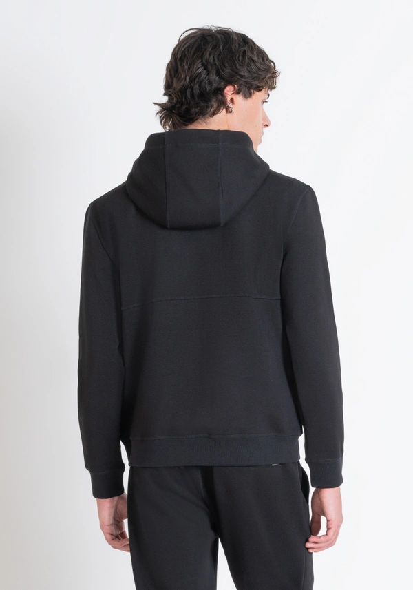 REGULAR FIT HOODIE IN BLACK SCUBA FABRIC - Antony Morato Online Shop