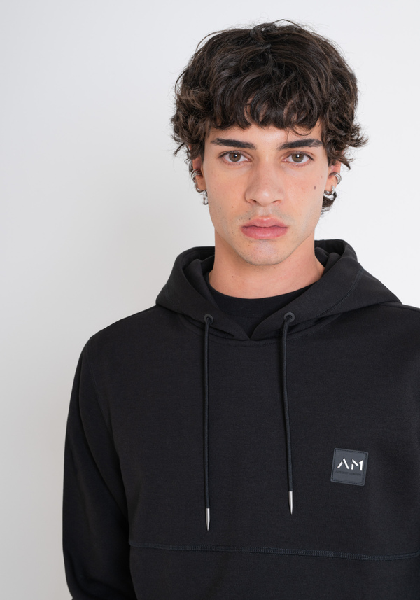REGULAR FIT HOODIE IN BLACK SCUBA FABRIC - Antony Morato Online Shop
