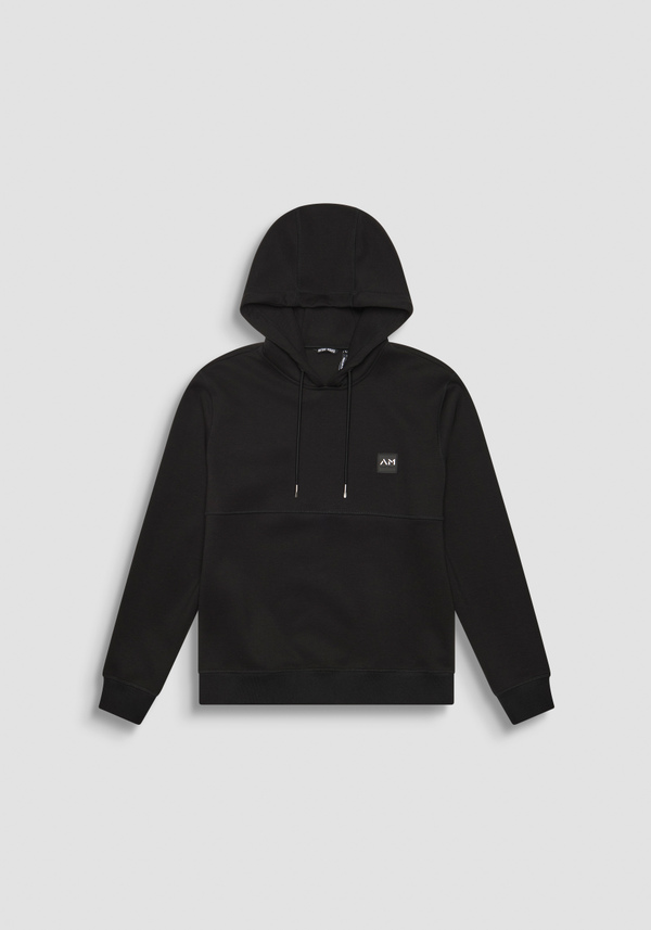 REGULAR FIT HOODIE IN BLACK SCUBA FABRIC - Antony Morato Online Shop