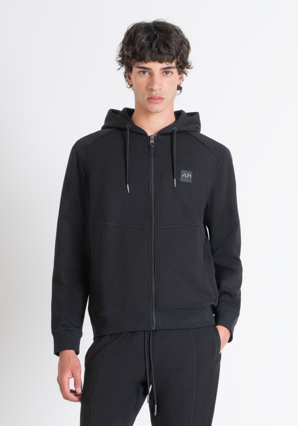REGULAR FIT SWEATSHIRT IN BLACK SCUBA FABRIC WITH LOGO - Antony Morato Online Shop
