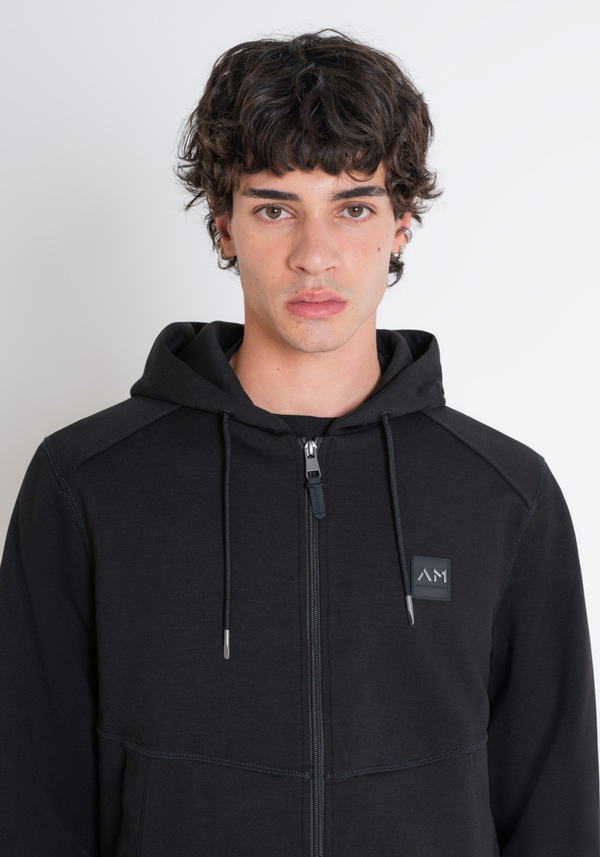 REGULAR FIT SWEATSHIRT IN BLACK SCUBA FABRIC WITH LOGO - Antony Morato Online Shop