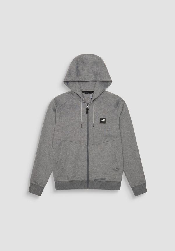 REGULAR FIT SWEATSHIRT IN GREY SCUBA FABRIC WITH LOGO - Antony Morato Online Shop