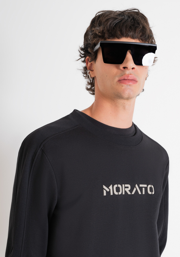 RELAXED FIT SWEATSHIRT IN SUSTAINABLE COTTON-BLEND FABRIC WITH RUBBERISED LOGO - Antony Morato Online Shop
