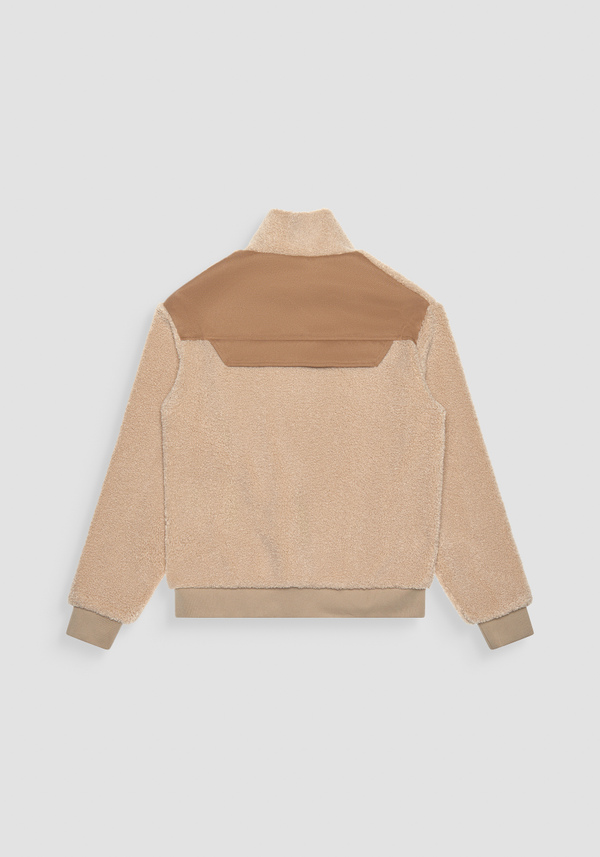REGULAR FIT SWEATSHIRT IN BEIGE TEDDY-EFFECT FABRIC WITH POCKETS - Antony Morato Online Shop