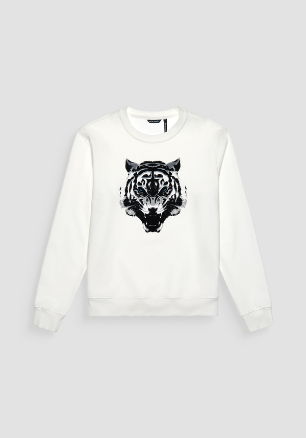 REGULAR FIT SWEATSHIRT IN SUSTAINABLE COTTON-BLEND FABRIC WITH TIGER PRINT - Antony Morato Online Shop