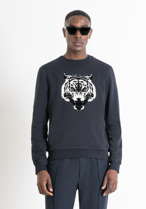 REGULAR FIT SWEATSHIRT IN SUSTAINABLE COTTON-BLEND FABRIC WITH TIGER PRINT - Antony Morato Online Shop