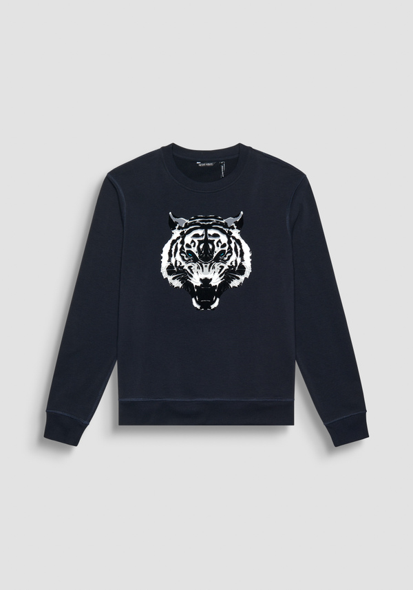 REGULAR FIT SWEATSHIRT IN SUSTAINABLE COTTON-BLEND FABRIC WITH TIGER PRINT - Antony Morato Online Shop