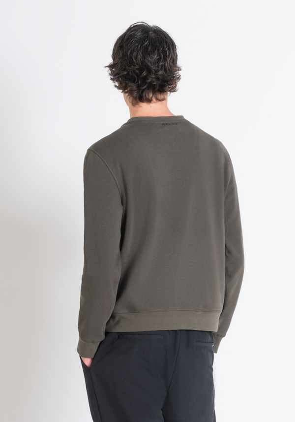 REGULAR FIT SWEATSHIRT IN GREEN COTTON BLEND WITH DOBERMANN PRINT - Antony Morato Online Shop