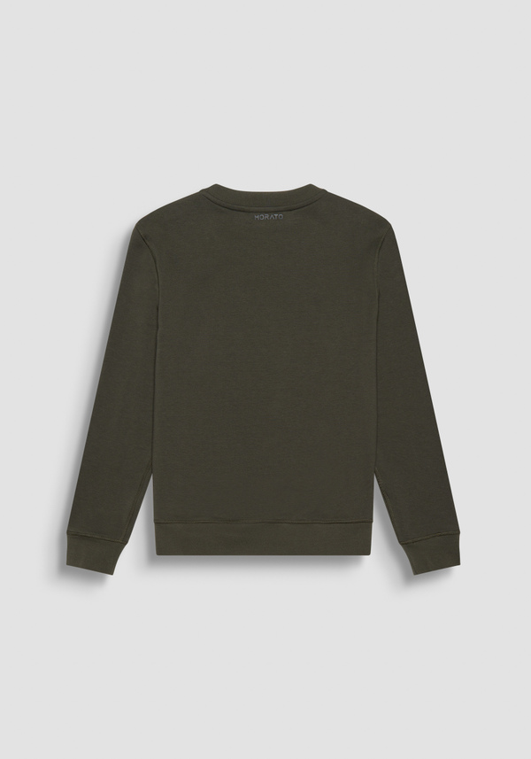 REGULAR FIT SWEATSHIRT IN GREEN COTTON BLEND WITH DOBERMANN PRINT - Antony Morato Online Shop