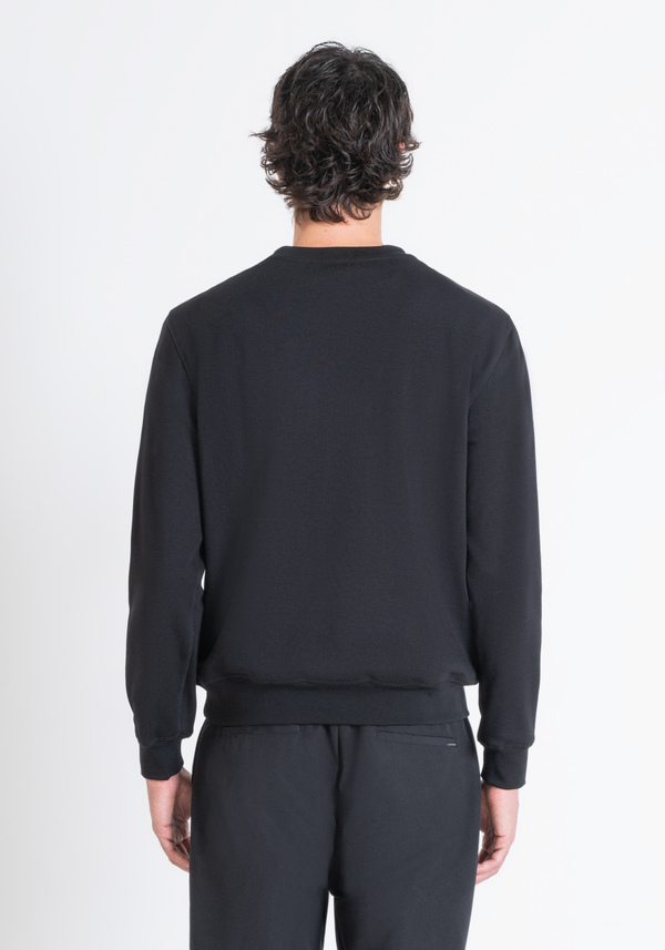 REGULAR FIT SWEATSHIRT IN BLACK COTTON BLEND WITH DOBERMANN PRINT - Antony Morato Online Shop