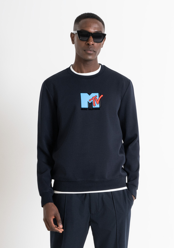 FELPA "MTV" SLIM FIT IN COTONE CON LOGO GOMMATO - Antony Morato Online Shop