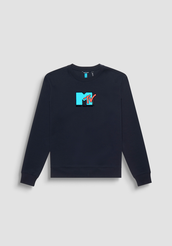 FELPA "MTV" SLIM FIT IN COTONE CON LOGO GOMMATO - Antony Morato Online Shop