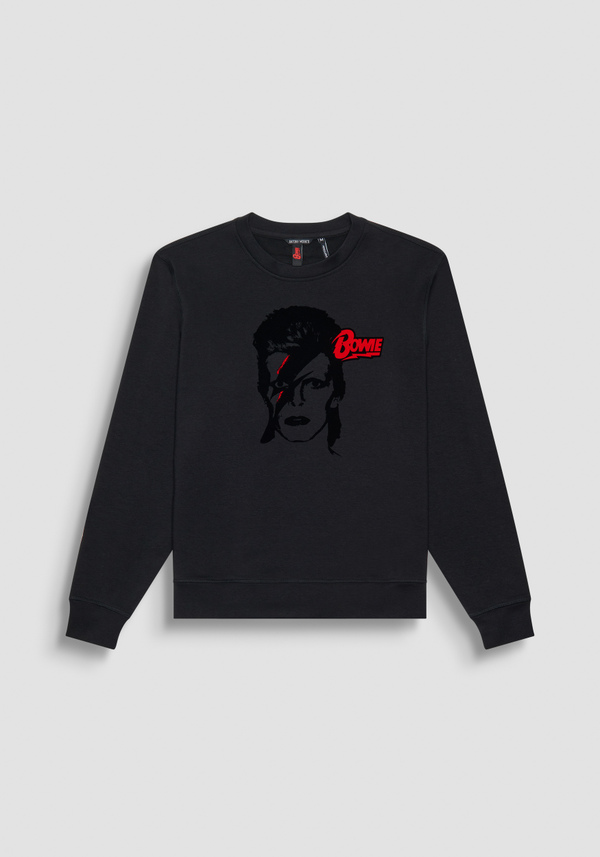 REGULAR FIT SWEATSHIRT IN BLACK SUSTAINABLE COTTON BLEND WITH "DAVID BOWIE" PRINT - Antony Morato Online Shop