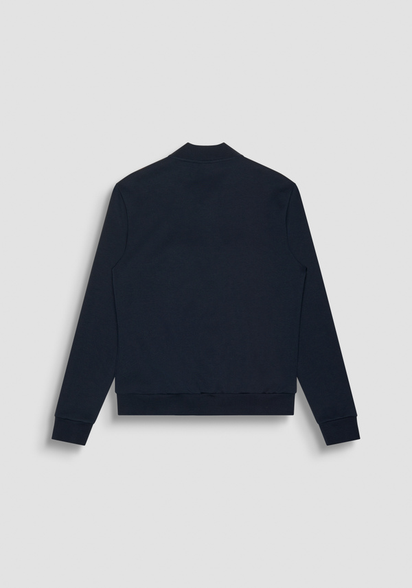 SLIM FIT SWEATSHIRT WITH ZIP AND POCKETS IN BLUE COTTON BLEND WITH LOGO - Antony Morato Online Shop