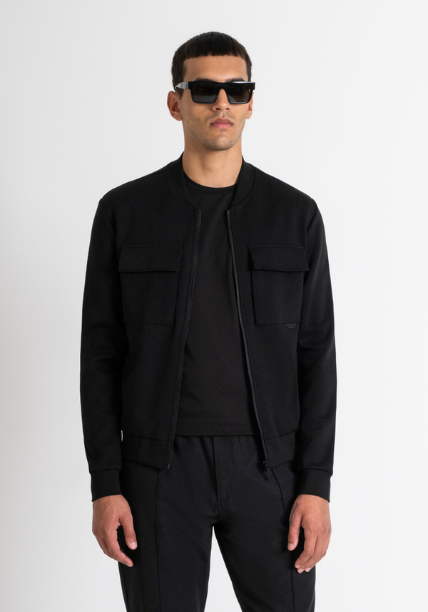FELPA SLIM FIT CON ZIP E TASCHE IN MISTO COTONE NERO - Antony Morato Online Shop