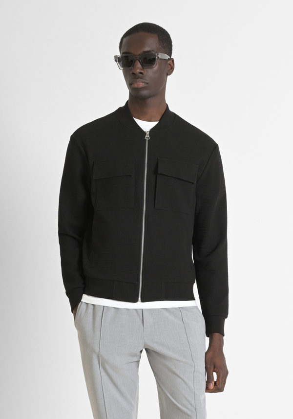 SWEAT-SHIRT COUPE SLIM EN COTON STRETCH AVEC MOTIF À CARREAUX - Antony Morato Online Shop