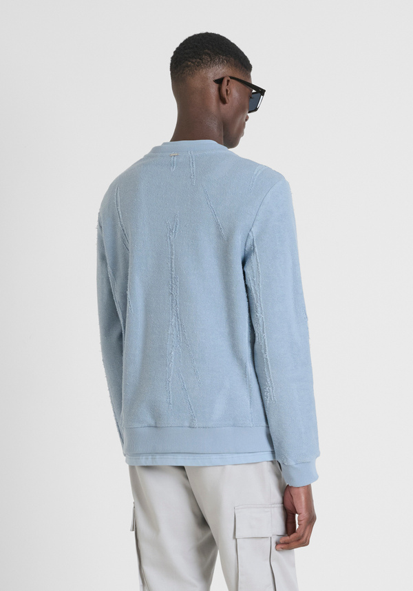 FELPA REGULAR FIT IN TESSUTO DI COTONE DEVORE CON LOGO METALLICO - Antony Morato Online Shop