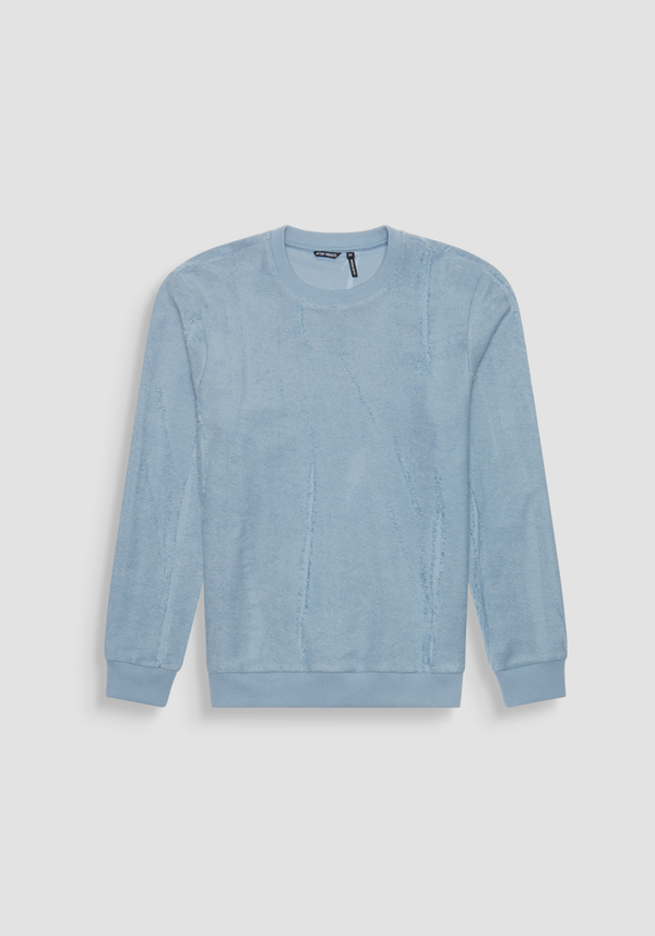 FELPA REGULAR FIT IN TESSUTO DI COTONE DEVORE CON LOGO METALLICO - Antony Morato Online Shop
