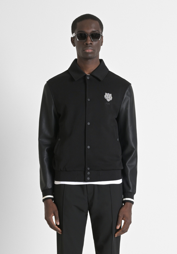 SWEAT-SHIRT REGULAR FIT EN COTON MÉLANGÉ AVEC INSERTS EN SIMILICUIR - Antony Morato Online Shop