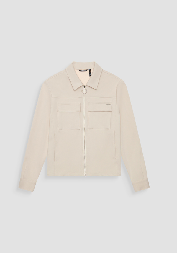 SUDADERA SLIM FIT DE MEZCLA DE PIQUÉ DE ALGODÓN CON CUELLO Y CREMALLERA - Antony Morato Online Shop