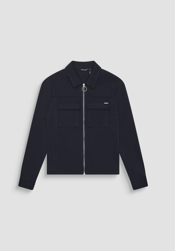 SUDADERA SLIM FIT DE MEZCLA DE PIQUÉ DE ALGODÓN CON CUELLO Y CREMALLERA - Antony Morato Online Shop