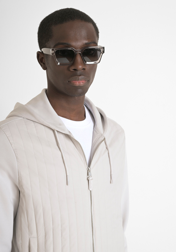 SLIM FIT COTTON BLEND SWEATSHIRT WITH ZIP AND HOOD - Antony Morato Online Shop