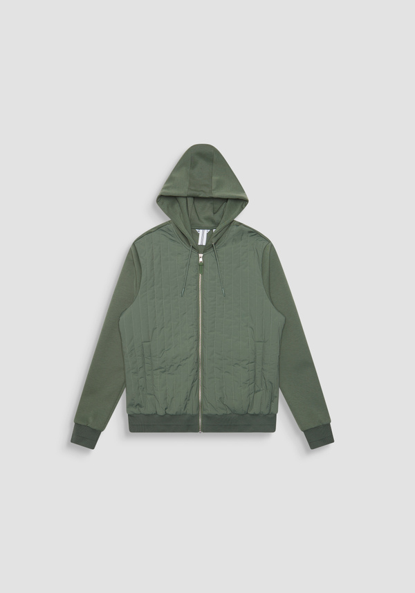 SLIM FIT COTTON BLEND SWEATSHIRT WITH ZIP AND HOOD - Antony Morato Online Shop