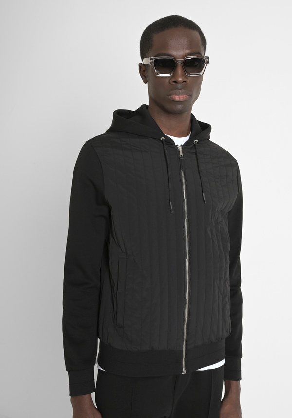 SLIM FIT COTTON BLEND SWEATSHIRT WITH ZIP AND HOOD - Antony Morato Online Shop