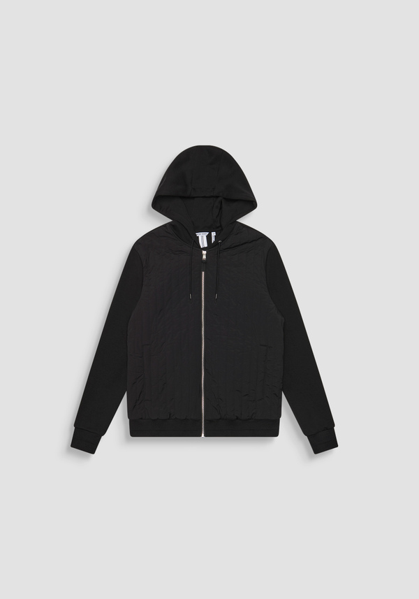 SLIM FIT COTTON BLEND SWEATSHIRT WITH ZIP AND HOOD - Antony Morato Online Shop