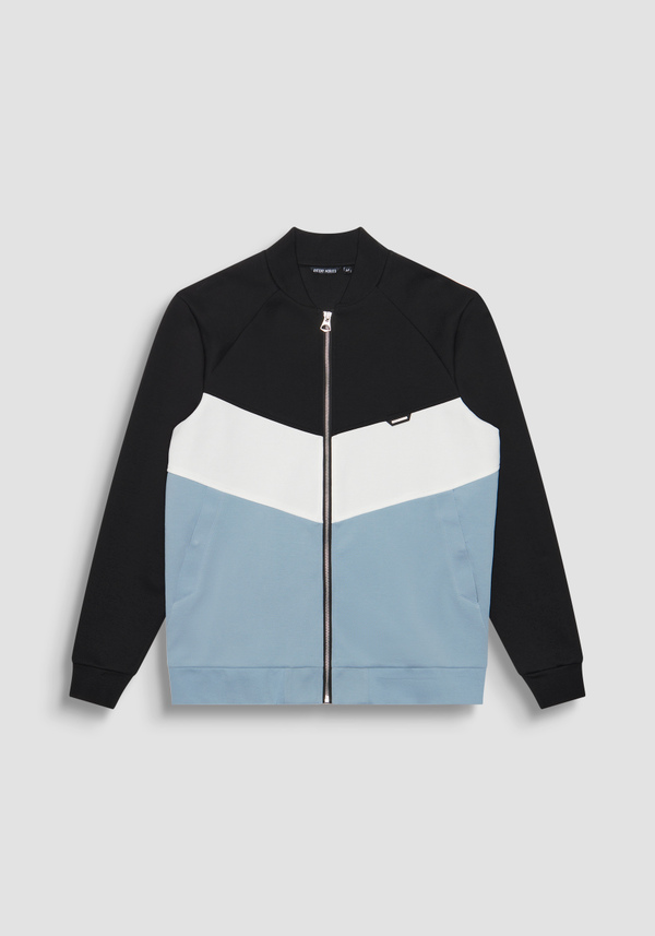 SWEAT-SHIRT SLIM FIT EN COTON MÉLANGÉ AVEC FERMETURE À GLISSIÈRE ET CAPUCHE - Antony Morato Online Shop