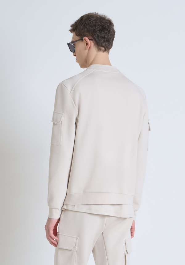 SWEATSHIRT REGULAR FIT MIT RUNDHALSAUSSCHNITT AUS EINFARBIGEM BAUMWOLL-MISCHGEWEBE - Antony Morato Online Shop