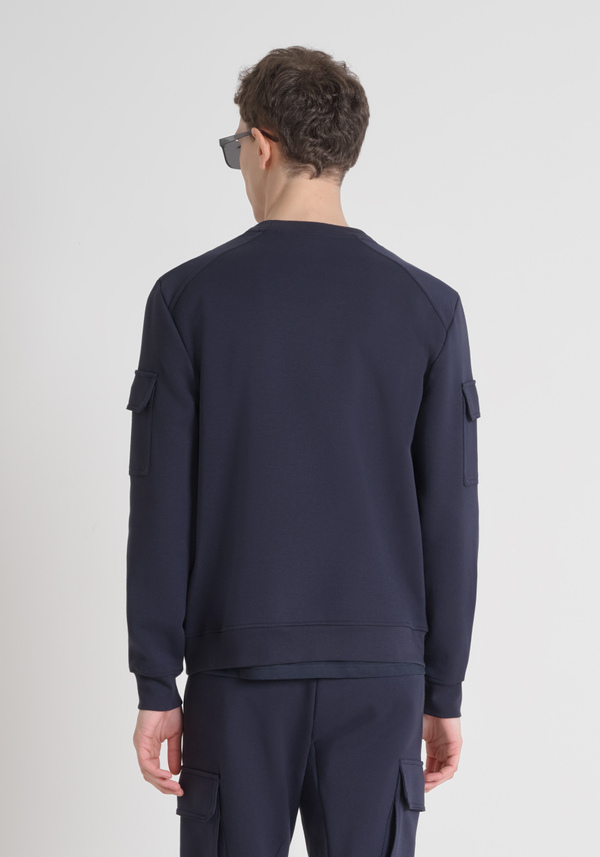 SWEATSHIRT REGULAR FIT MIT RUNDHALSAUSSCHNITT AUS EINFARBIGEM BAUMWOLL-MISCHGEWEBE - Antony Morato Online Shop