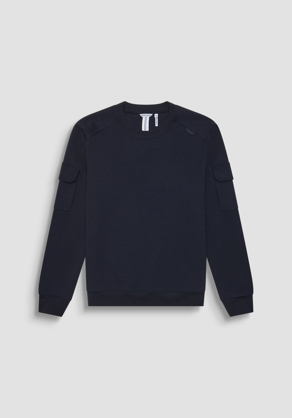 SWEATSHIRT REGULAR FIT MIT RUNDHALSAUSSCHNITT AUS EINFARBIGEM BAUMWOLL-MISCHGEWEBE - Antony Morato Online Shop